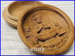 Y3657 STATUE Sandalwood Amulet Buddha portable Japanese vintage antique Japan