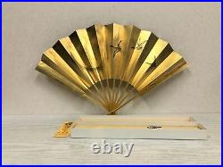 Y3756 SENSU Dancer's Fan moon bird flower box Japan antique vintage kimono