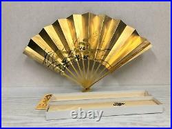 Y3756 SENSU Dancer's Fan moon bird flower box Japan antique vintage kimono