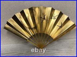 Y3756 SENSU Dancer's Fan moon bird flower box Japan antique vintage kimono