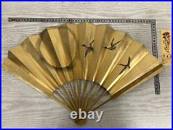 Y3756 SENSU Dancer's Fan moon bird flower box Japan antique vintage kimono