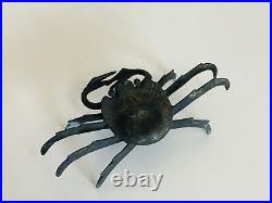 Y4089 OKIMONO old Copper Crab figure figurine Japan antique vintage decor