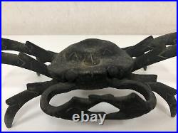 Y4089 OKIMONO old Copper Crab figure figurine Japan antique vintage decor