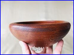 Y4278 BOWL wood confectionery container signed box Japan antique vintage