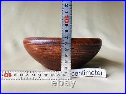 Y4278 BOWL wood confectionery container signed box Japan antique vintage