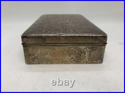 Y4453 BOX Silver accessory case Arabesque signed Japan antique vintage storage