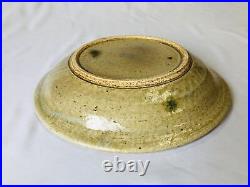 Y4813 CHAWAN Seto-ware yellow signed box Japan antique tableware bowl vintage