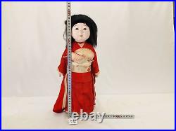 Y5153 NINGYO Ichimatsu Doll red Kimono girl toy Japan vintage antique figure