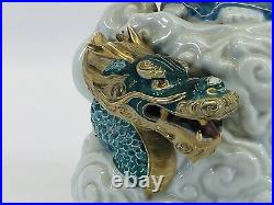 Y5206 STATUE Kutani-ware Kannon figure figurine Dragon Japan vintage antique