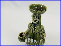 Y5208 STATUE Oribe-ware candlestick southern barbarian box Japan vintage antique