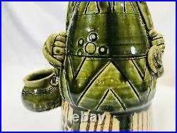 Y5208 STATUE Oribe-ware candlestick southern barbarian box Japan vintage antique