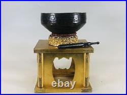Y5450 ORIN Brass Bell stand Japanese Buddhist antique Japan temple vintage