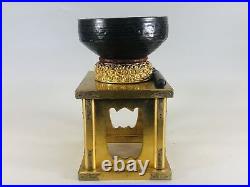 Y5450 ORIN Brass Bell stand Japanese Buddhist antique Japan temple vintage