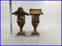 Y5612 TOUROU Small wood carving Lantern Pair Japan antique vintage interior