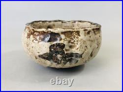 Y6573 CHAWAN Mino-ware signed bowl Japan antique tea ceremony pottery vintage