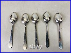 Y6807 CUTLERY Silver Spoon set of 5 signed box Japan antique vintage ktichen