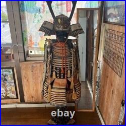 Yoroi Kabuto mempo with stand Japanese Vintage Antique Samurai Armor NO BOX